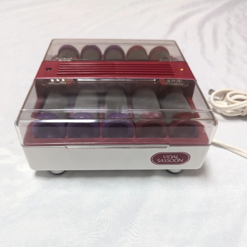 Vidal Sassoon Flocked Hot Rollers Set Of 10 Model VS371 Hairsetter TESTED Works